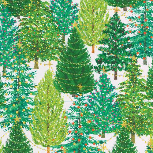 Rollwrap USA SALE-Christmas Trees w Lights White (L2.5m W.76cm) (X26CA WR9771)