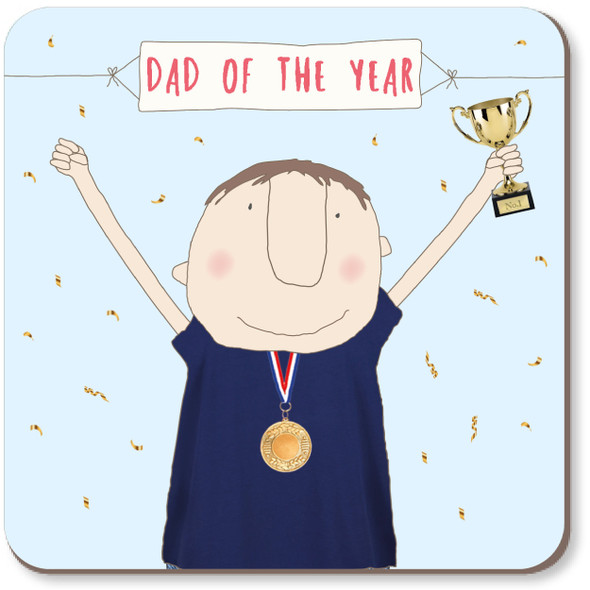 Coaster - Dad of The Year (10x10cm Cork Backing) (F26ROS CST120)