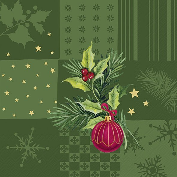 Christmas Elements Squares Green