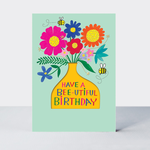 HB- Flowers Bee (Diecut Window, Double Side Print, Foiling)