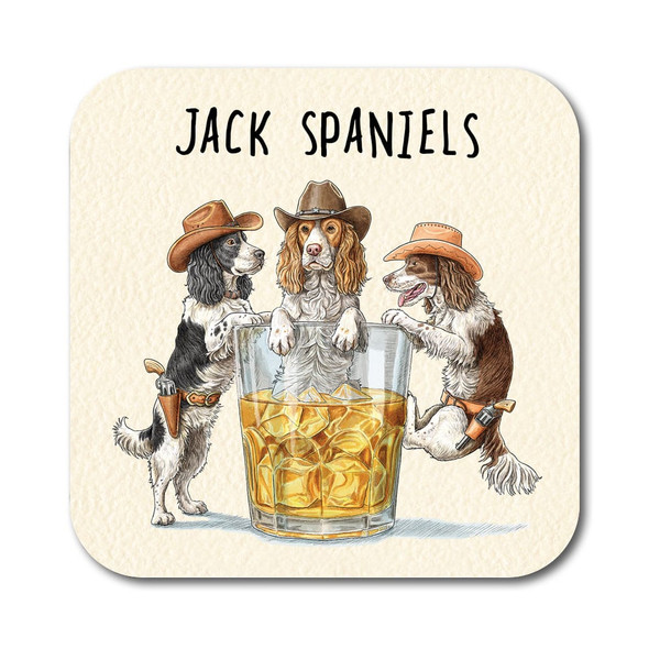 Coaster - Jack Spaniels (10x10cm Cork Backing)