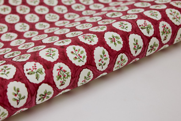 Wrap- Handprinted, Recycled Cotton 50x76cm - Scallop Tiles Red