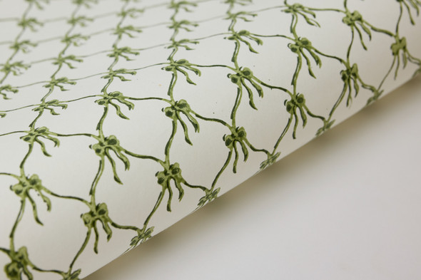 Wrap- Handprinted, Recycled Cotton 50x76cm - Bows Holly Green