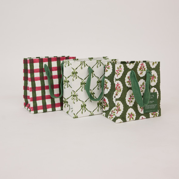 Bag Small Handmade Mix(3) H14xW14xD7 - Holly Green