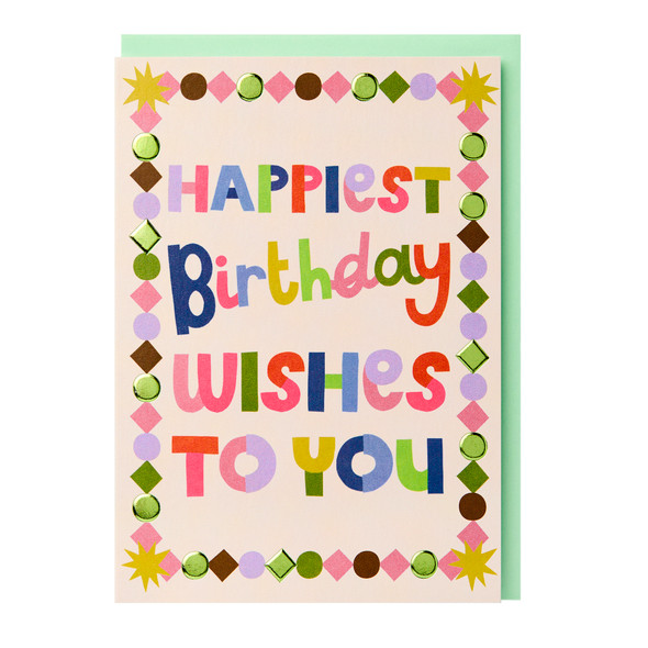 HB- Birthday Wishes (Embossed, Green Foil)