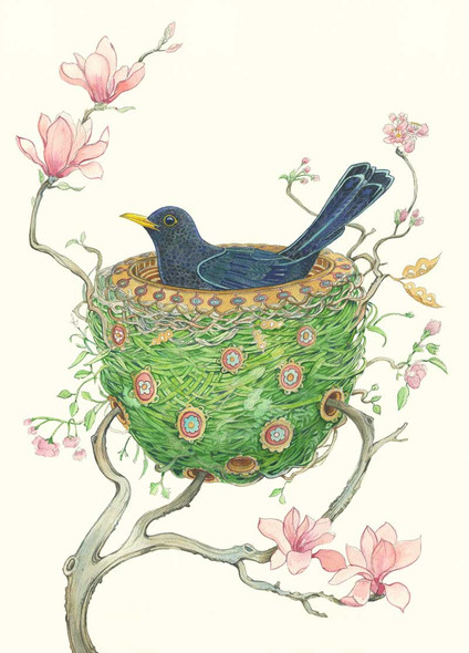 Blackbird in a Nest