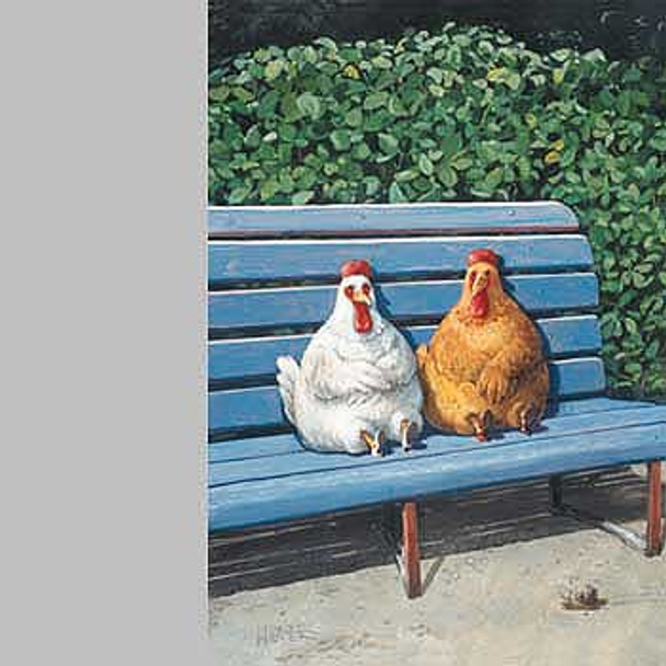 Chickens On Park Bench