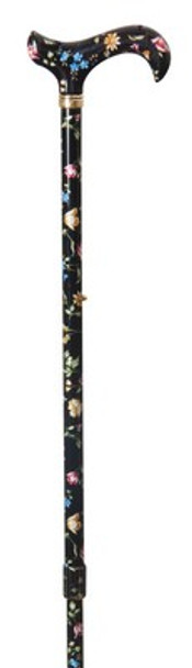 Tea Party Derby Height Adj. Black Floral