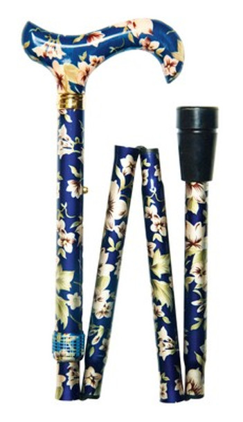 Folding Elite Derby Height Adj. Dark Blue Floral