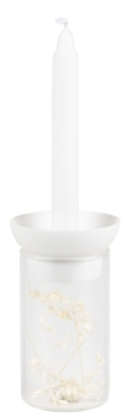 Candle Holder Glass - SALE-Cylinder w Porcelain Topper (H8xØ5cm)