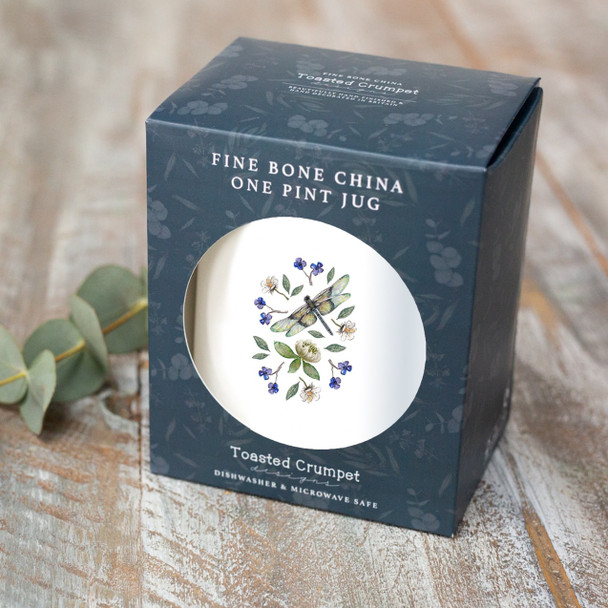 British Bone China Jug One Pint(Gift Box) - Dragonfly