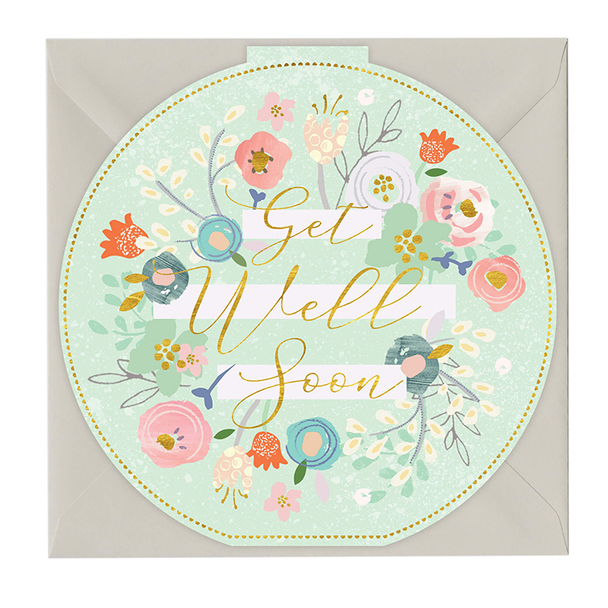 SALE Round Die-Cut GW- Get Well Soon