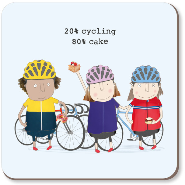 Coaster - Cycling Cake Girl (10x10cm Cork Backing)