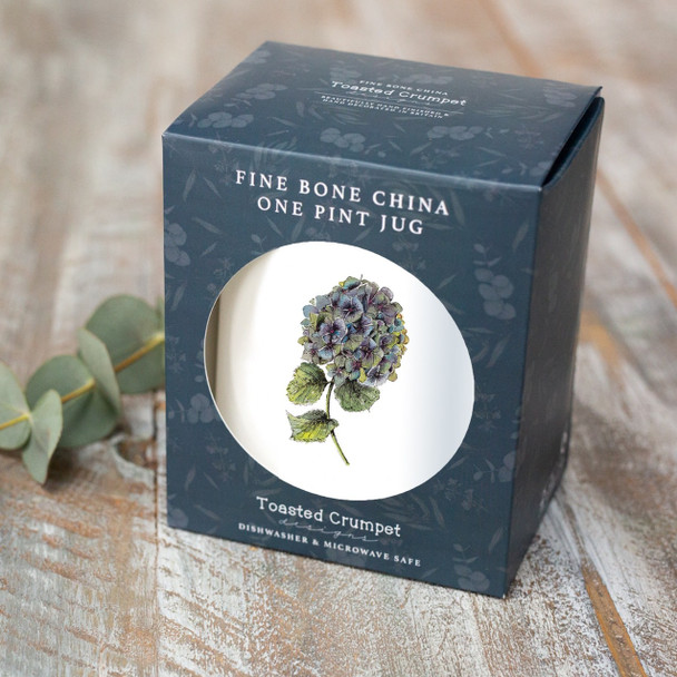 British Bone China Jug One Pint(Gift Box) - Hydrangea