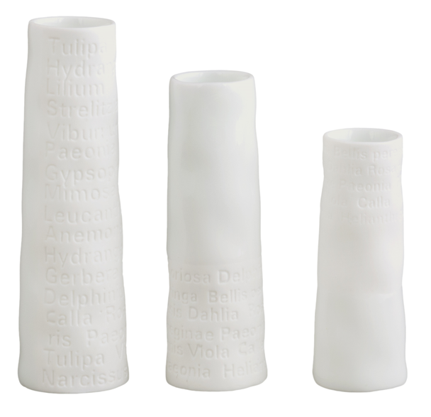 Vase Mini - Poetry Emb Text Porcelain (Set 3-H6-9.5cm)