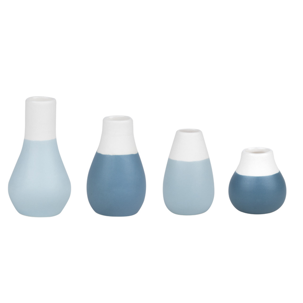 Vase Mini - Blue Asstd 4 Semi Glaze Stoneware (H4-8cm) 