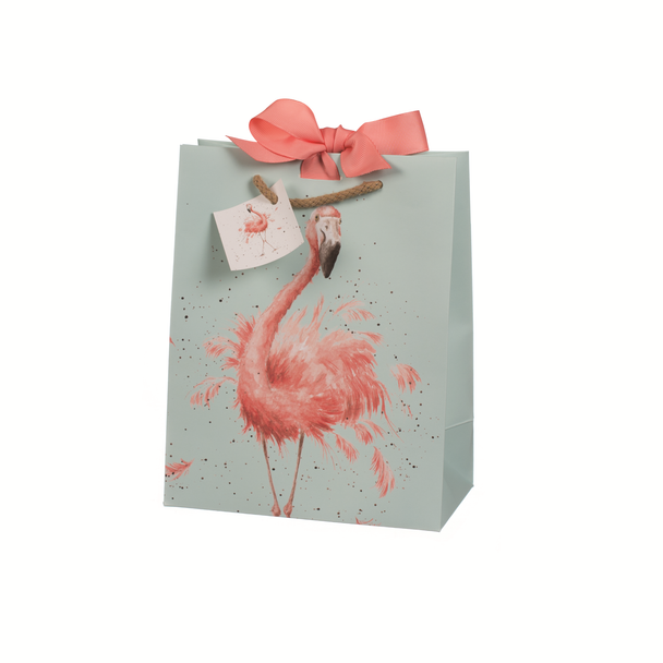 Gift Bag Medium Ribbon/Tag - Flamingo