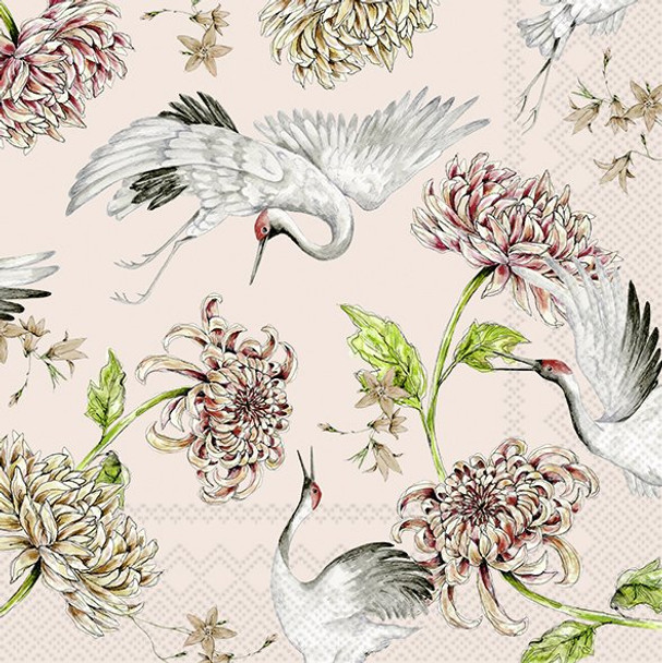 SALE - Cranes on Pale Rose