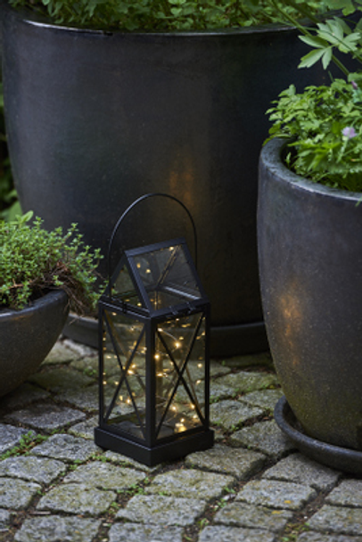 SALE Aske Lantern Sm Black (20 LED 13.5x32cm)