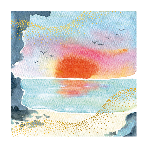 Sunset over Sea (Embossed/Foil)