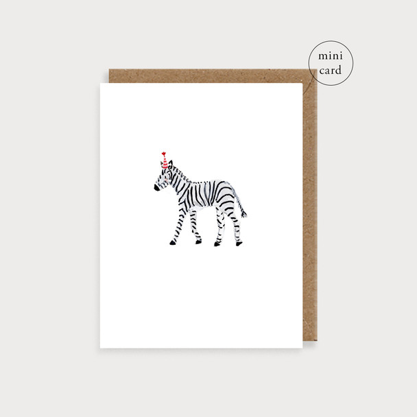 Small Card HB- Zebra in Party Hat