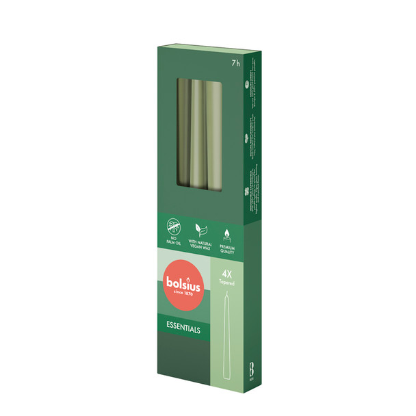 Essentials Tapered Candles (Box 4) Olive - 245mm x24Ø 7.5hr