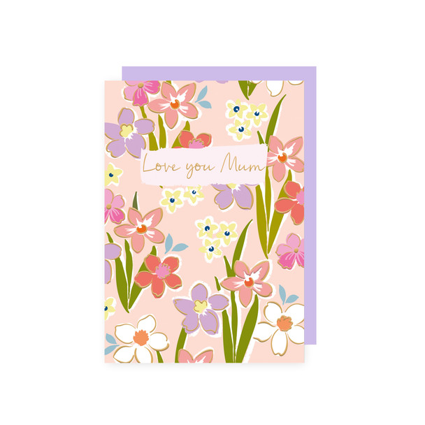 Mother's Day- Flowers Peach Gold Foil