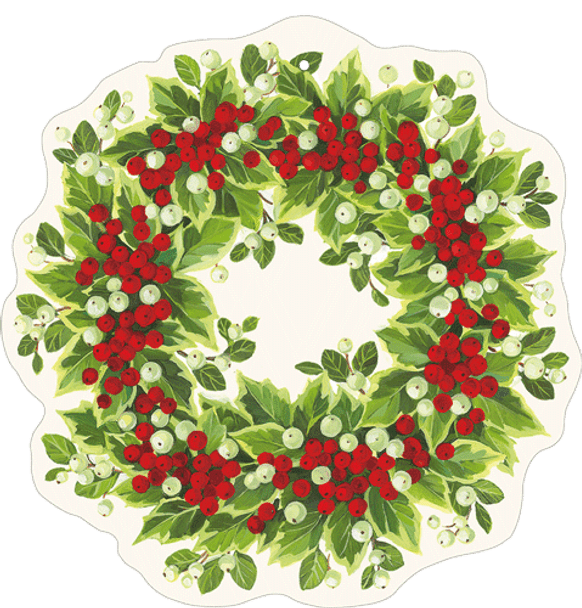 Tag DieCut - Pk4 Holly And Berry Wreath