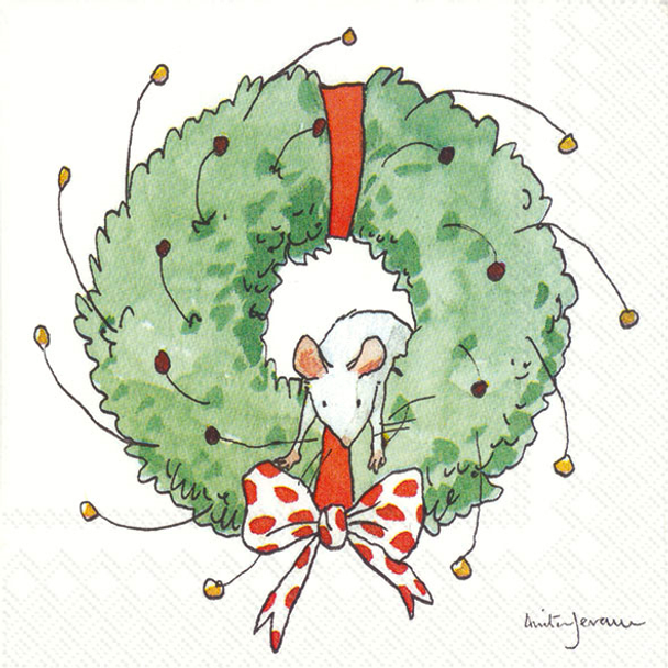 SALE - Anita Jeram-Mouse in Wreath-Cocktail