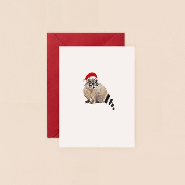 Small Card- Christmas Raccoon (120x90mm)