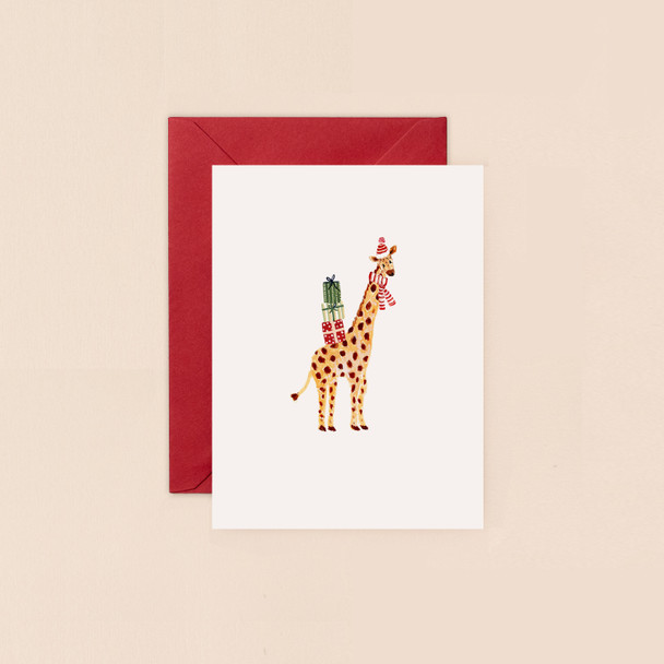 Small Card- Christmas Giraffe (120x90mm)