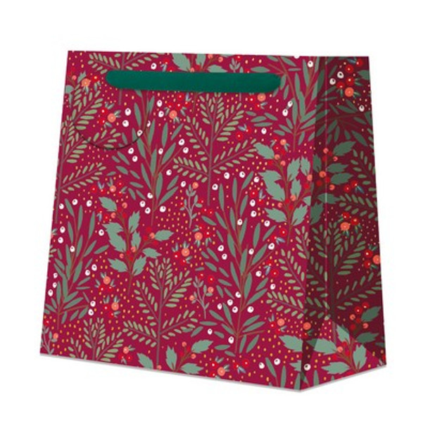 Gift Bag Medium- Ditsy Foliage Ruby (W22xH22xD8cm)