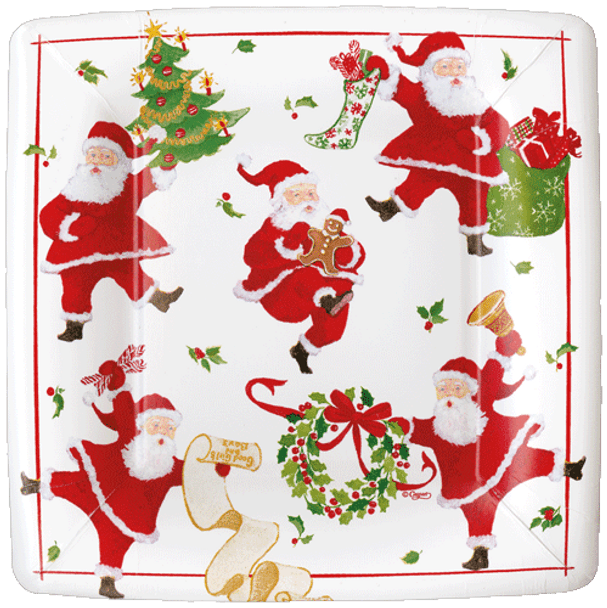 Plate Small(Pkt8) SALE- Dancing Santas