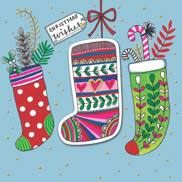 3D Attachment Gold Foil- Christmas Wishes Stockings