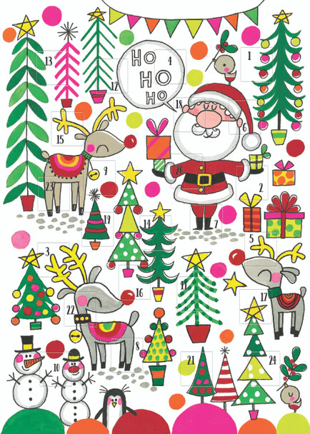 Advent Calendar Card Flitter -  Santa Reindeer & Trees