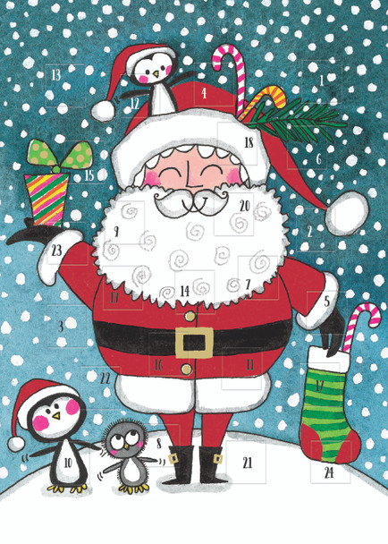 Advent Calendar Card Flitter - Santa & Penguins