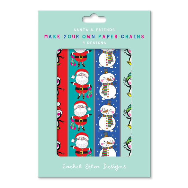 Paper Chains- 4Designs,100 chain,25/design (Approx 6m) Santa
