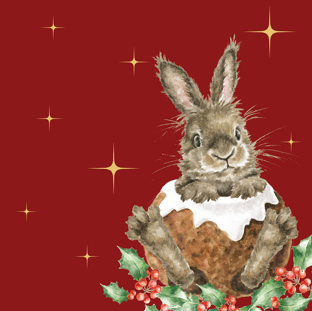 Lunch Napkin - Merry Little Christmas Rabbit