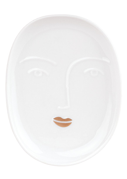 Dish - Face w Gold Lips (Ø5xL10cm)