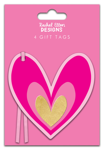 Gift Tag Pk4 -Heart (Die Cut)
