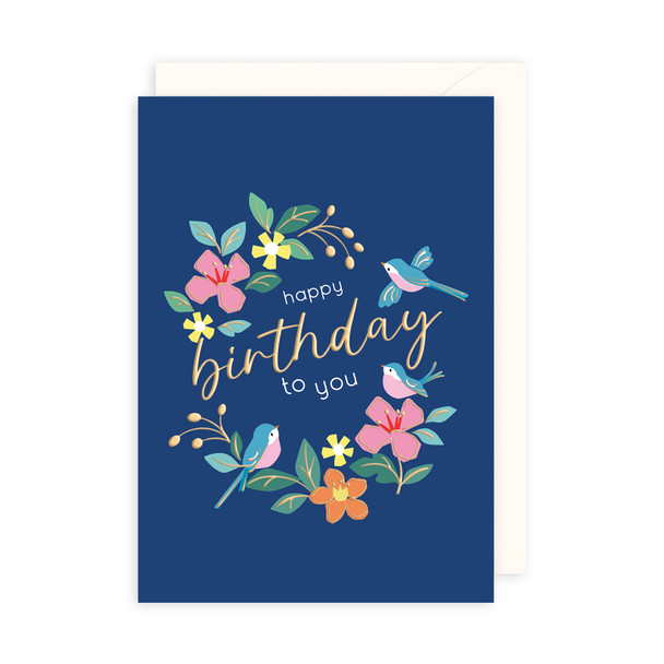 HB- Birds & Flowers on Blue