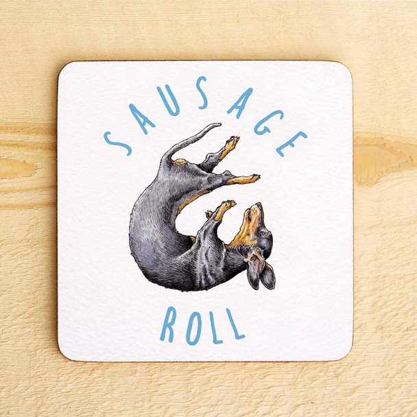 Coaster - Sausage Roll Terrier (10x10cm Cork Backing)