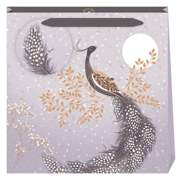 Gift Bag Medium- SM SALE Winter Snow Peacock (W22xH22xD8cm)