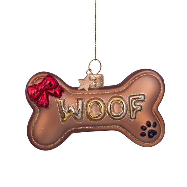 Ornament Glass Dog Bone H6.5cm