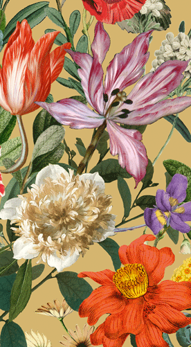 Guest Towel- Dutch Floral Gold Pkt15