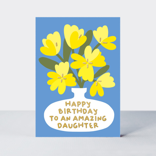 HB- Daughter Yellow Tulips in Vase (Gold Foil)