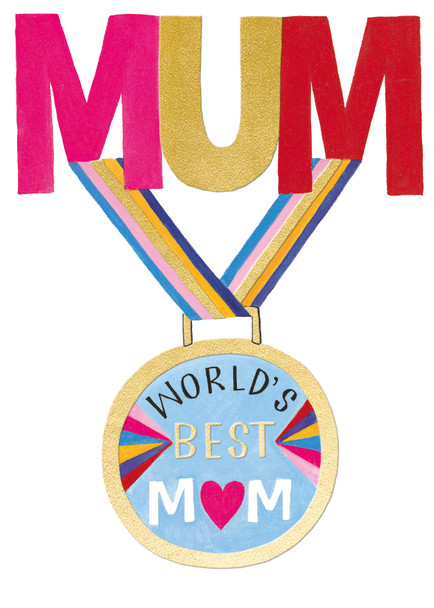 Mother's Day- World's Best Mum Medal (gold foil 170x120mm)