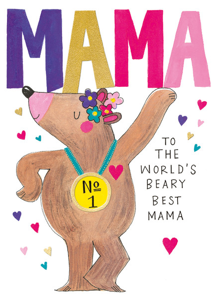 Mother's Day- World's Beary Best Mama (gold foil 170x120mm)