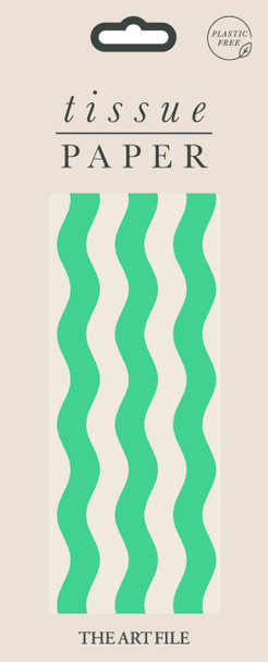 Tissue Paper (4 Sheet) - Green Waves