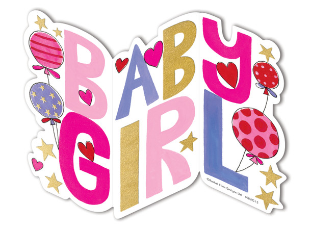 Zig Zag Card NB- Girl Text (Gold Foil)